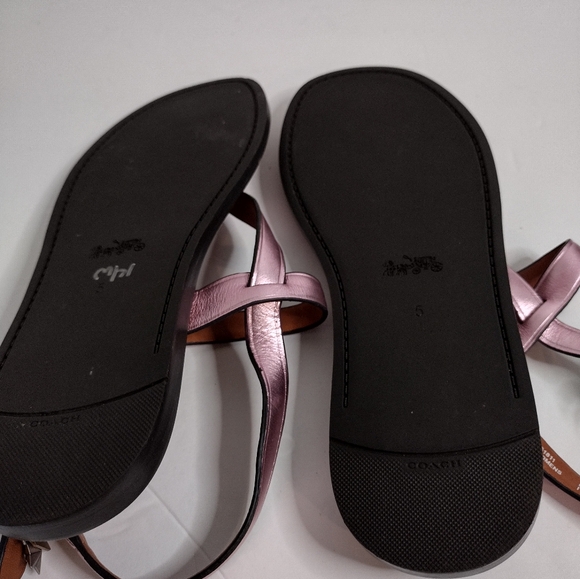 Coach Hudson Sandals Size 5 New Leather Pink Metallic - Picture 4 of 5
